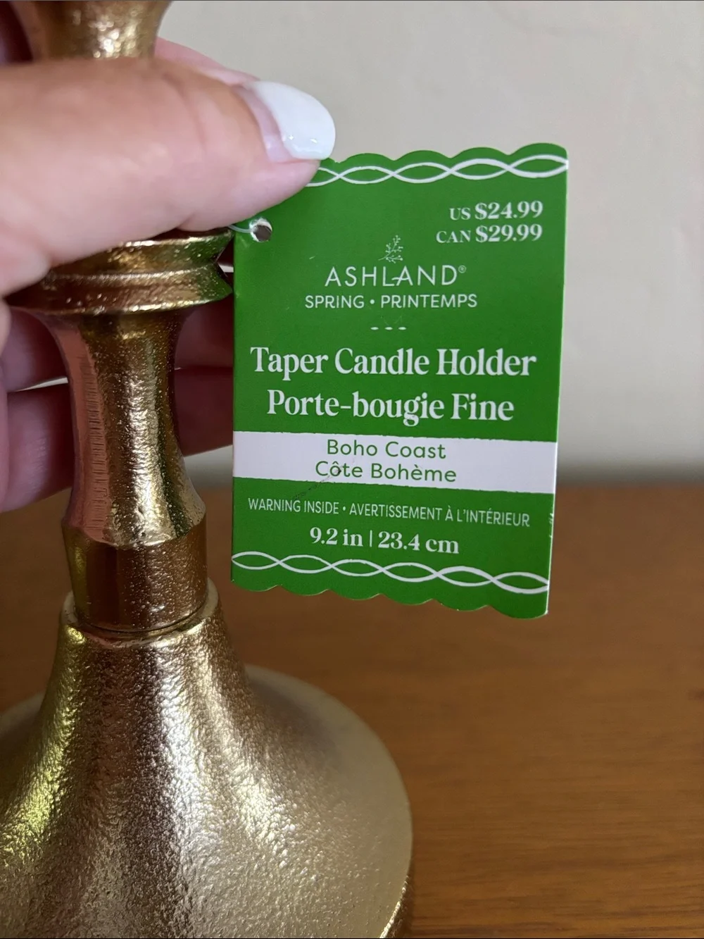 NWT. Metallic Gold Textured Taper Candle Holders - Set of 2